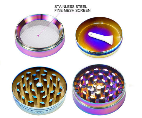 携帯用亜鉛合金4つの層の虹の金属のハーブのタバコの粉砕機