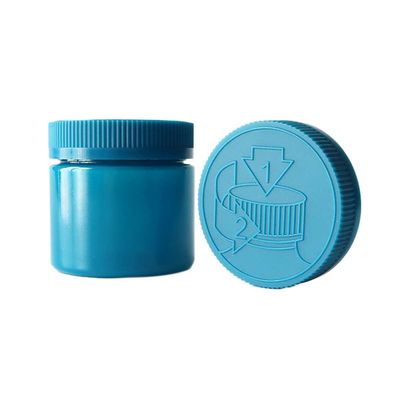 6oz青い子供の証拠のプラスチック瓶の帽子が付いている広い口のインド大麻の花の瓶