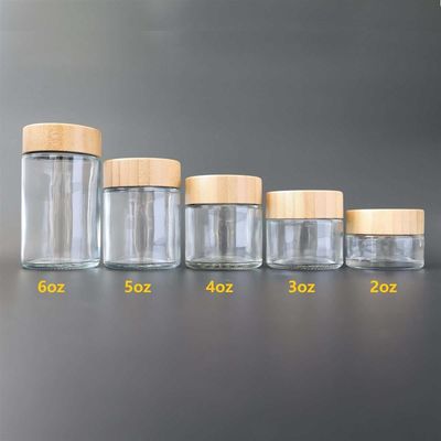インド大麻の貯蔵のための子供の抵抗力があるタケふたのガラス瓶2oz 3oz 4oz 5oz 6oz