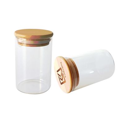 木製のふたの吸引のホウケイ酸ガラスの瓶のマリファナの貯蔵容器4oz 6oz