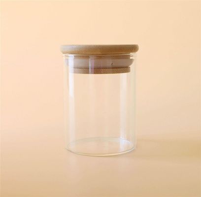 タケふたが付いている1-18ozホウケイ酸ガラスの食糧ヌードルのハーブおよびスパイスの容器