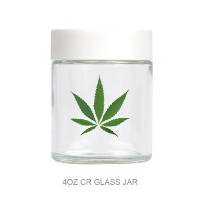 ねじふたガラスのインド大麻の瓶とのCRCの雑草の包装の瓶明確な4oz