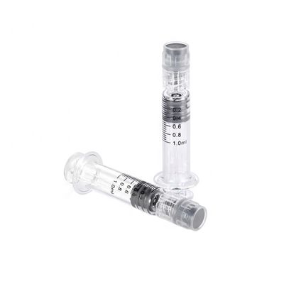 1ml 2.25ml 3ml 5ml 前注入ボロシリケート注射器 メタルプラスチックプルーンジャー ルアーロック注射器 5ml ガラス注射器 1ml
